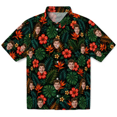 Tropical Deep Black Dense Botanical Print Custom Hawaiian Shirt
