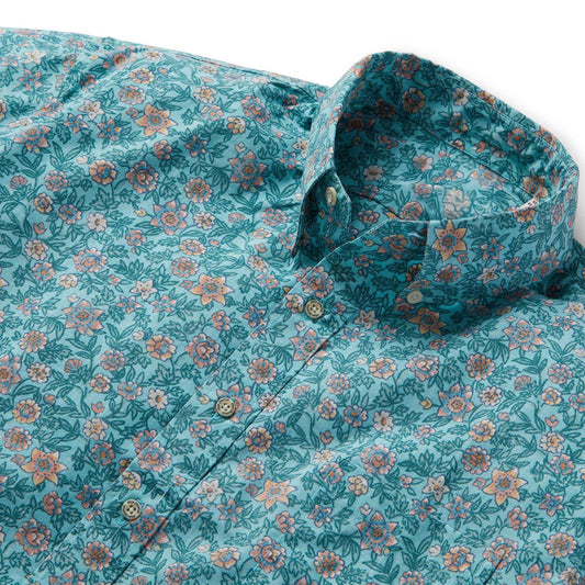Turquoise Sea Wildflowers Hawaiian Shirt
