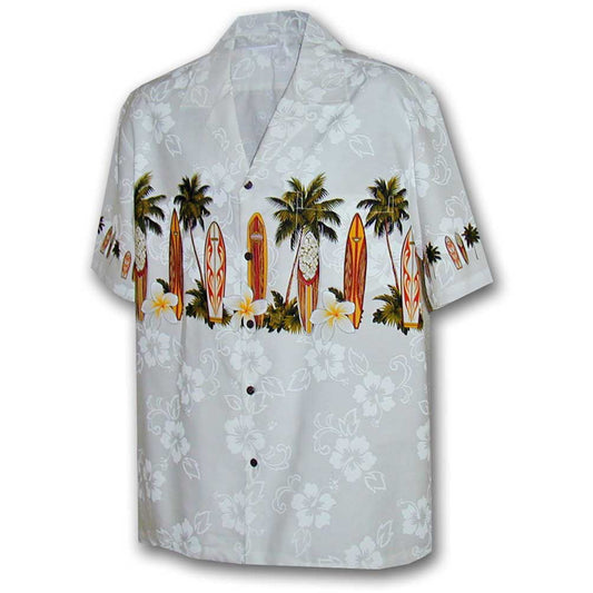 White Surfs Up Hawaiian Shirt